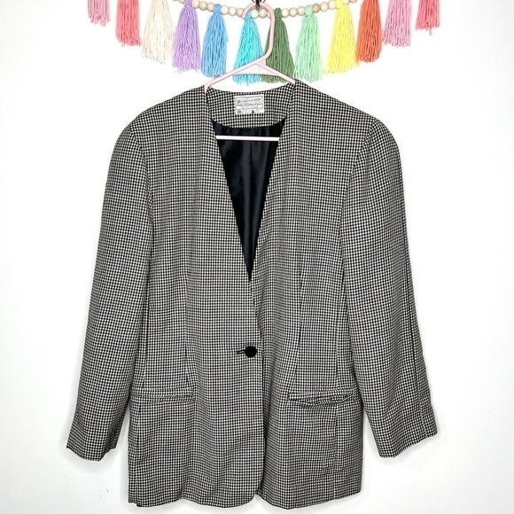 Vintage Pendleton Virgin Wool Herringbone Business Career Button Front Blazer - Picture 15 of 15